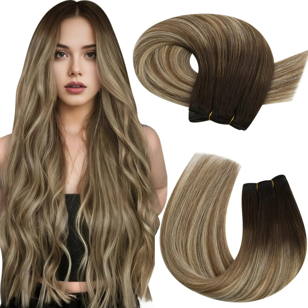 Brazilian Remy Human Hair Wefts – Natural Straight Machine Weaving Bundles (100g Each)