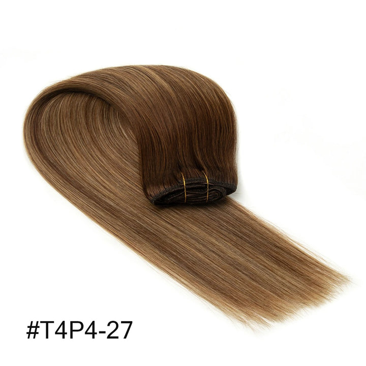 "Remy Human Hair Clip-In Extensions – Real Natural Hair, Double Weft, 7 Pieces, 12-24 Inch, Thick & Soft Clip On"