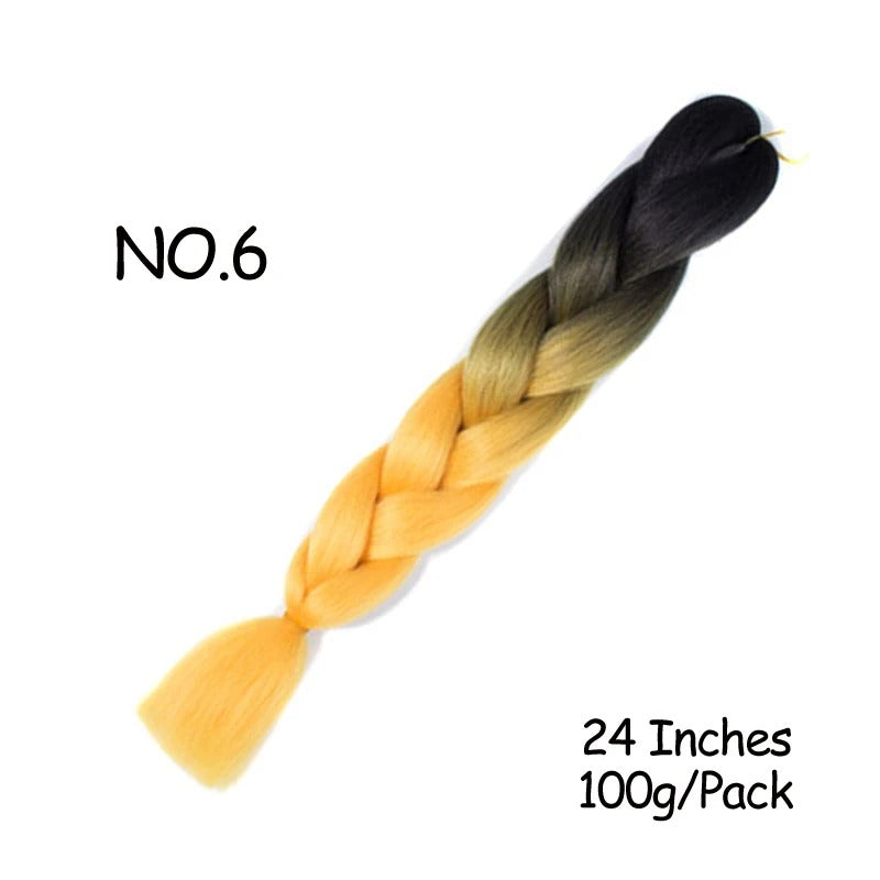 24 Inch Synthetic Braiding Hair Extensions – 10PCS Jumbo Braids in Black & Brown Colors