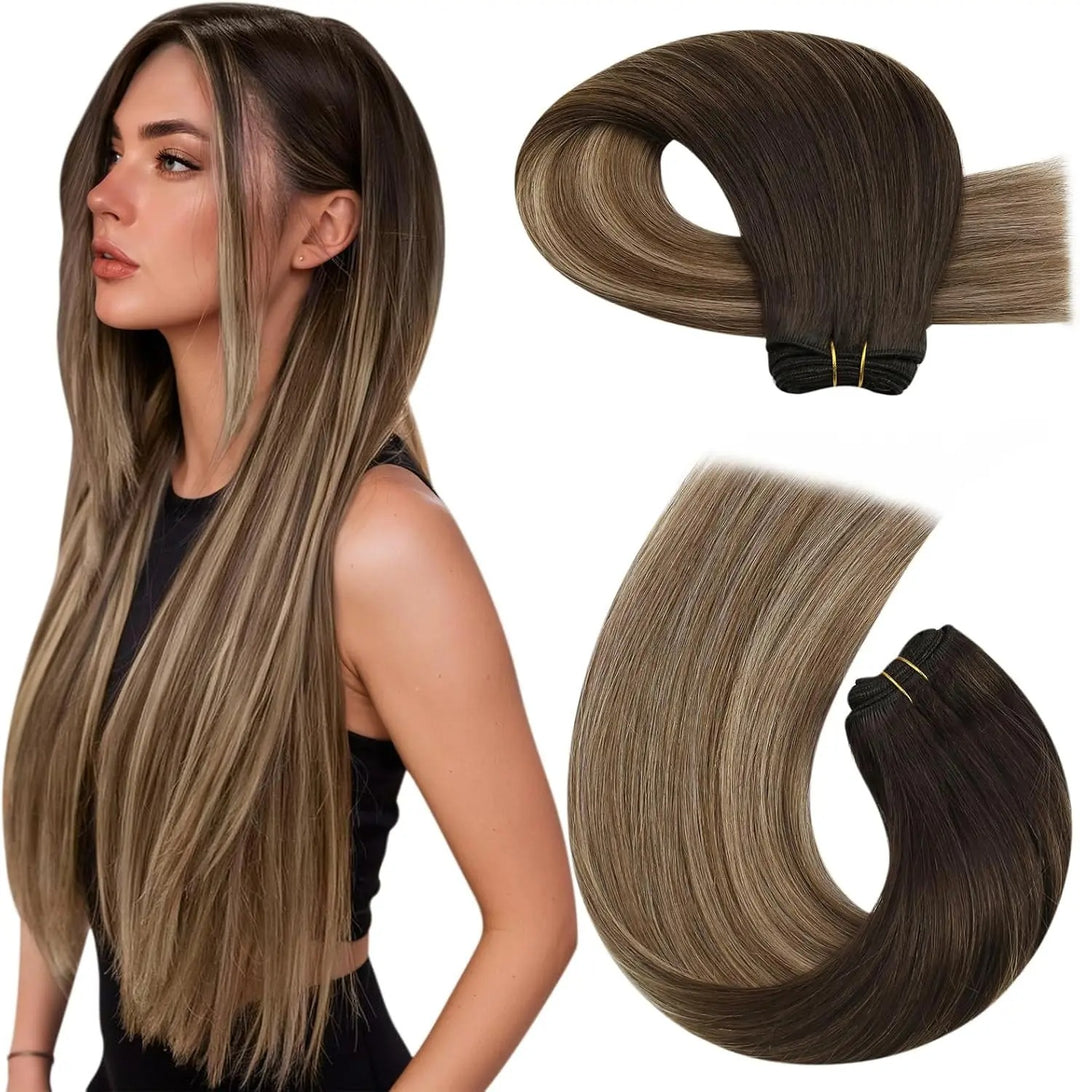 Brazilian Remy Human Hair Wefts – Natural Straight Machine Weaving Bundles (100g Each)