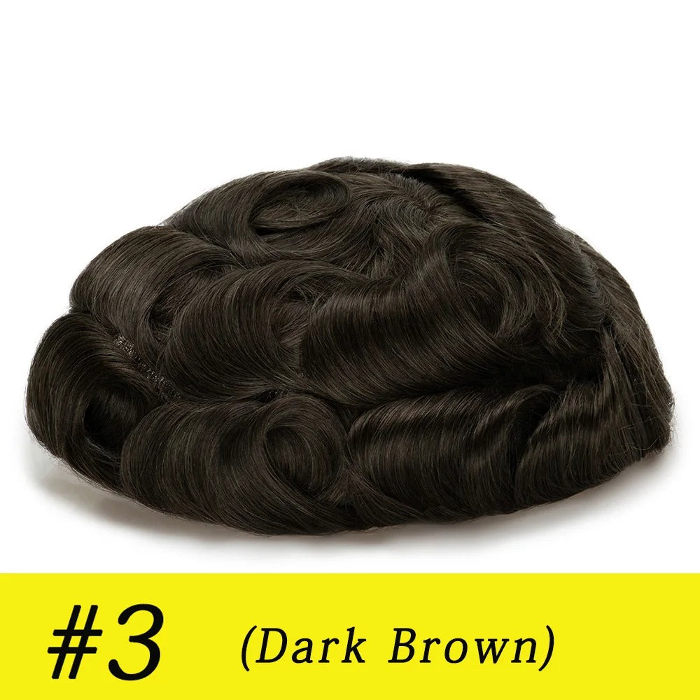 Thin Skin 0.03mm Natural Hair Men’s Toupee – Human Hair Replacement System