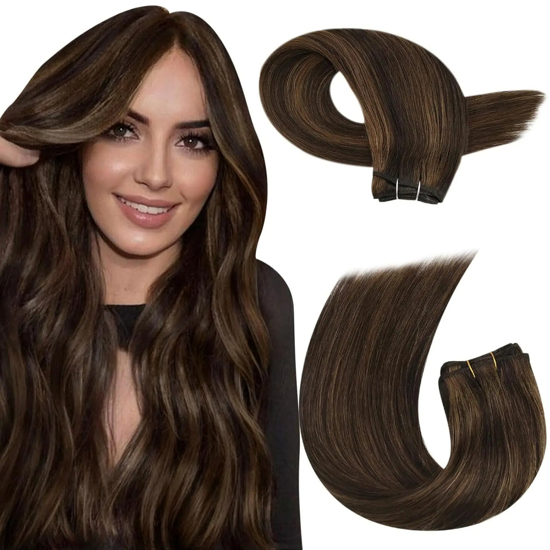 Brazilian Remy Human Hair Wefts – Natural Straight Machine Weaving Bundles (100g Each)