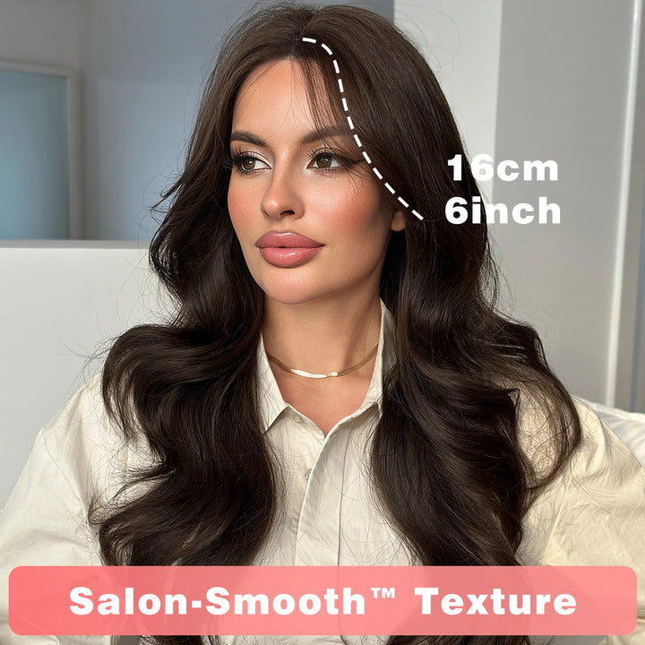 26" Burgundy U-Part Lace Front Curly Wig for Women - Heat Resistant Synthetic Hair - Natural Hairline - Monotop - Red Wine Color