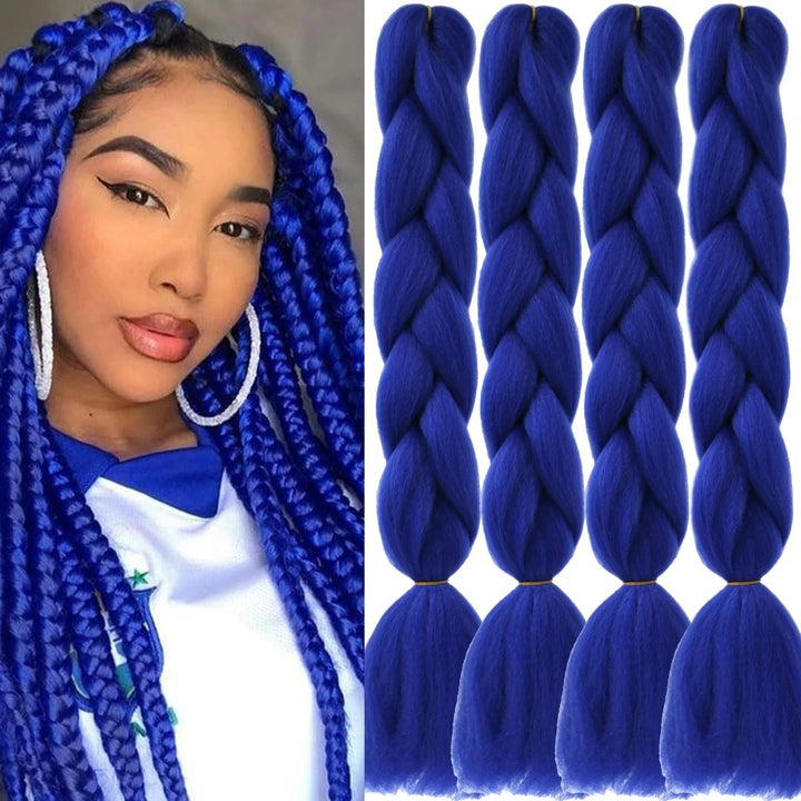 4PCS Jumbo Braiding Hair Extensions – 24 Inch High-Temperature Synthetic Fiber for Crochet & Twist Braids