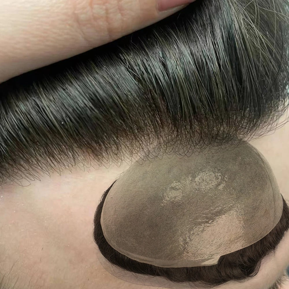 Thin Skin 0.04mm Men Toupee Comb Back Natural Human Hair Men Wig Indian Remy Hair Wig Toupee Hair Replacement Hair System