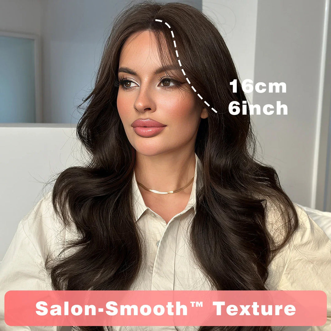 26" Burgundy U-Part Lace Front Curly Wig for Women - Heat Resistant Synthetic Hair - Natural Hairline - Monotop - Red Wine Color