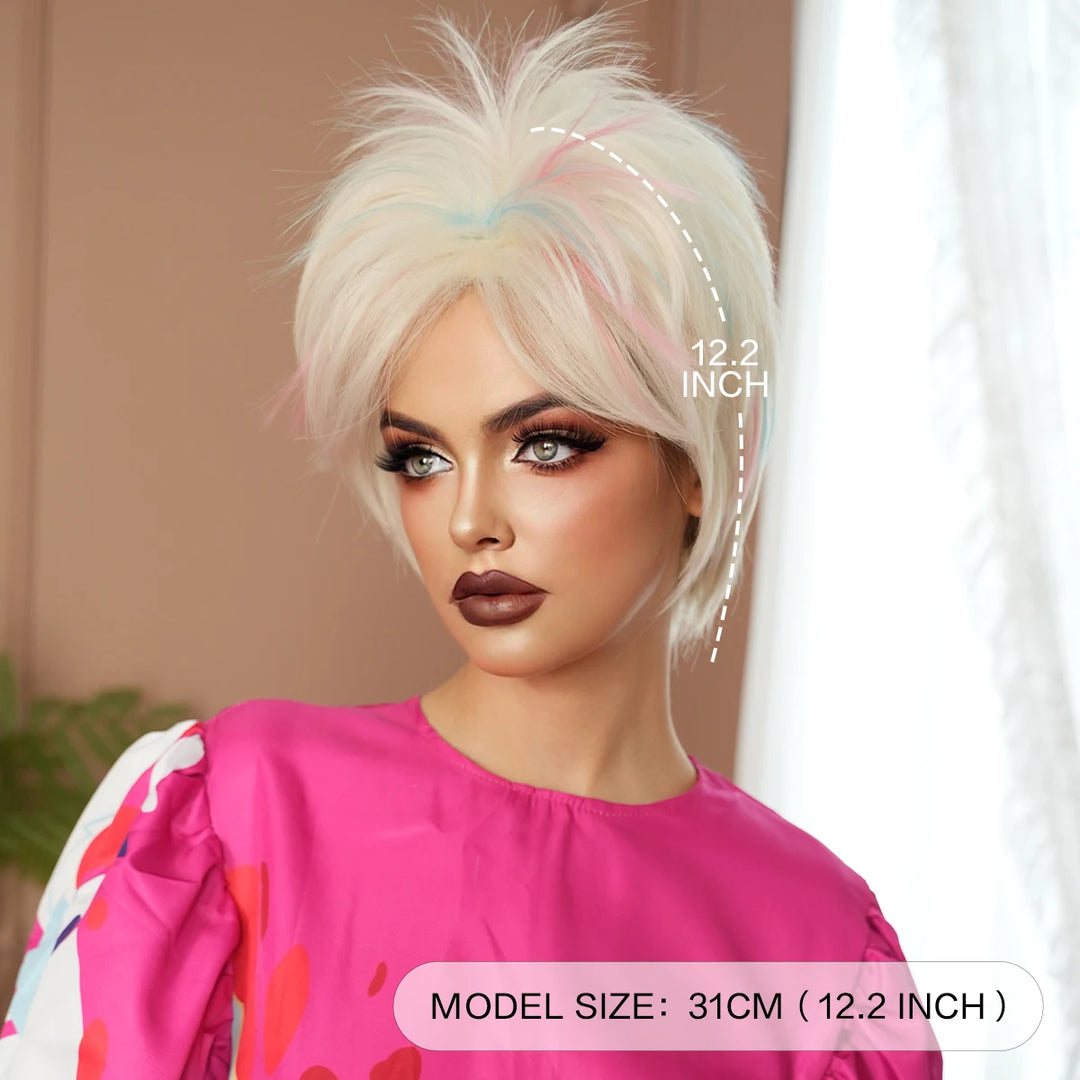Rock Pengk Blond Wig Costume Pigtail Braids Cosplay Wig Halloween Drag Queen for Crazy Hair Wig