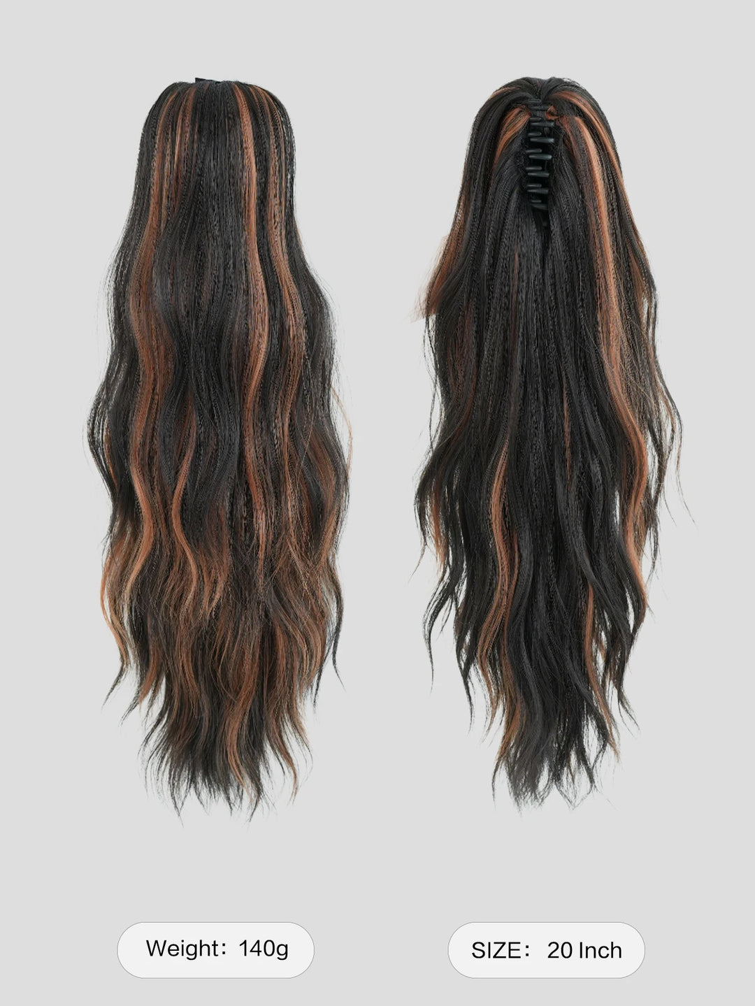 20 Inch Clip in Wig for Women Golden Orange Adjustable Size Black Curly Ponytail with Synthetic Hair Black Clip in Wig