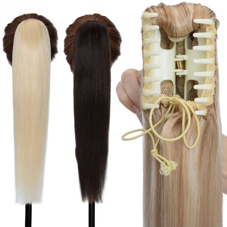 Thick Clip-In Human Hair Ponytail Extension with Claw Clamp