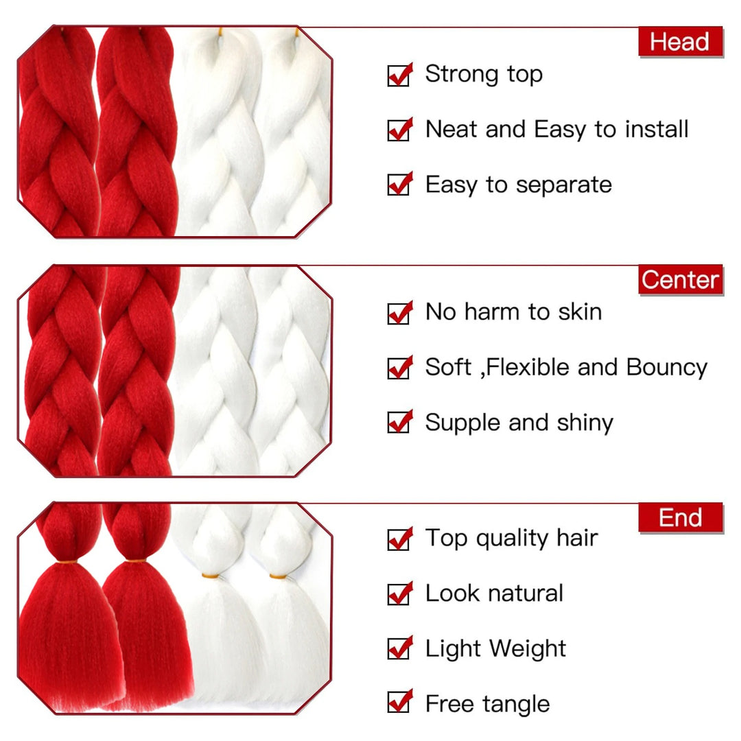 2-Tone Rainbow Jumbo Braiding Hair – 24 Inch Synthetic Crochet Extensions (4 Packs)