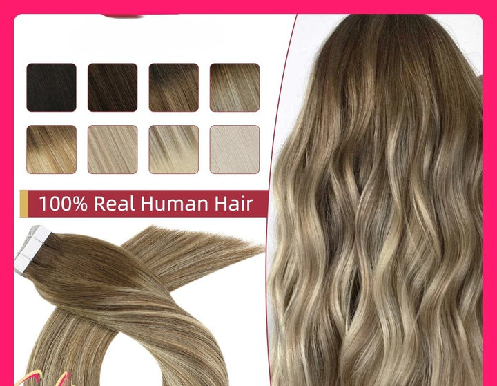 Seamless Blonde Tape-In Hair Extensions – Natural Straight Remy Human Hair