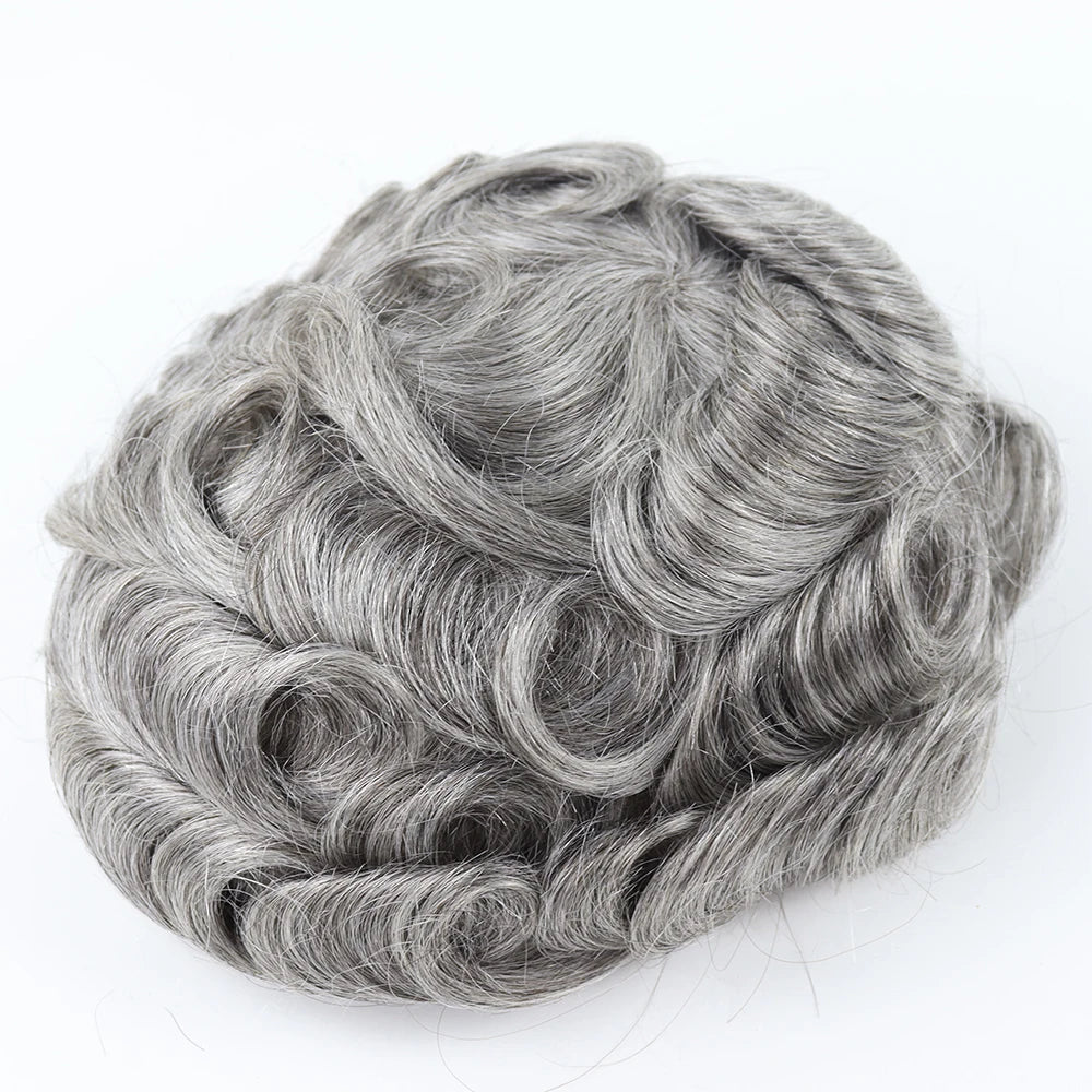 Men’s Human Hair Toupee – Thin Skin PU Base Remy Hair Replacement System