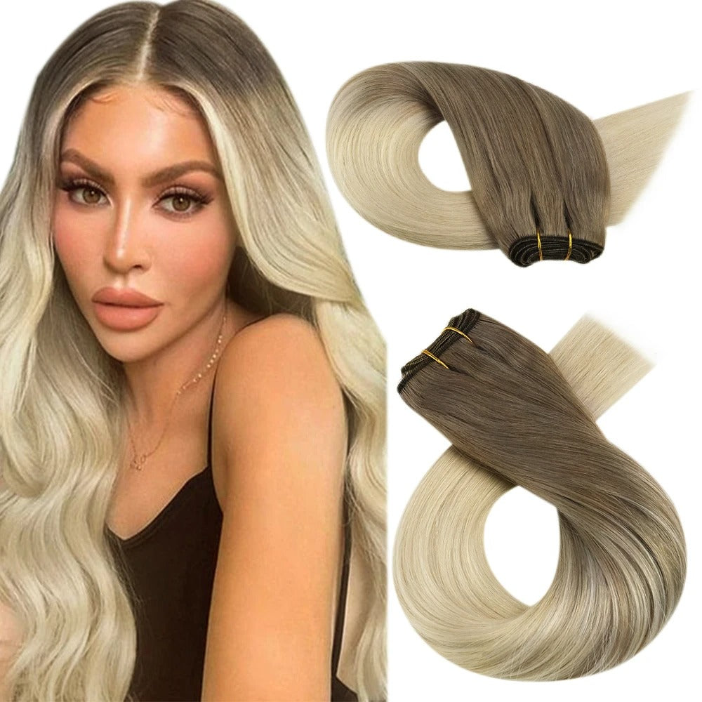 Brazilian Remy Human Hair Wefts – Natural Straight Machine Weaving Bundles (100g Each)