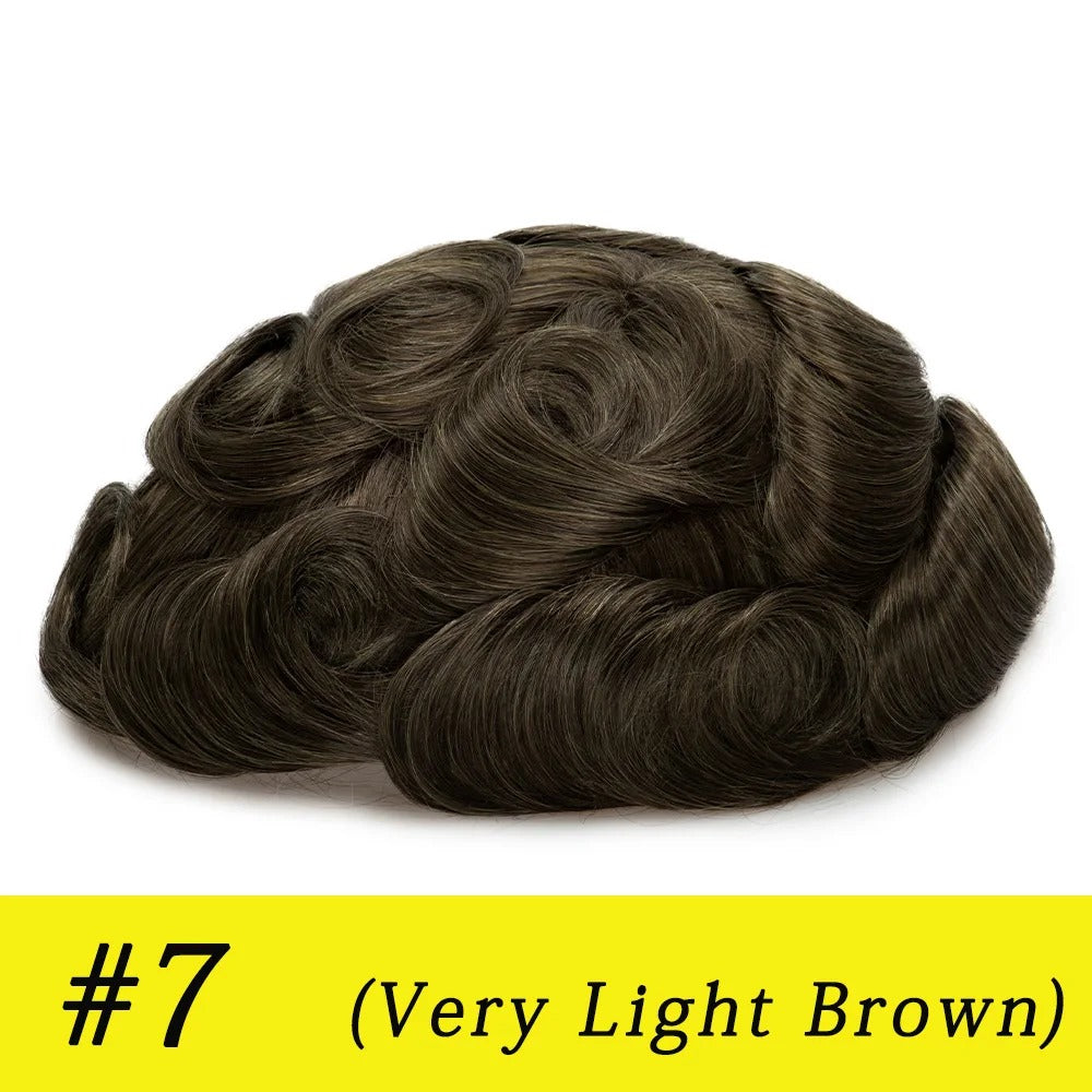 Thin Skin 0.03mm Natural Hair Men’s Toupee – Human Hair Replacement System