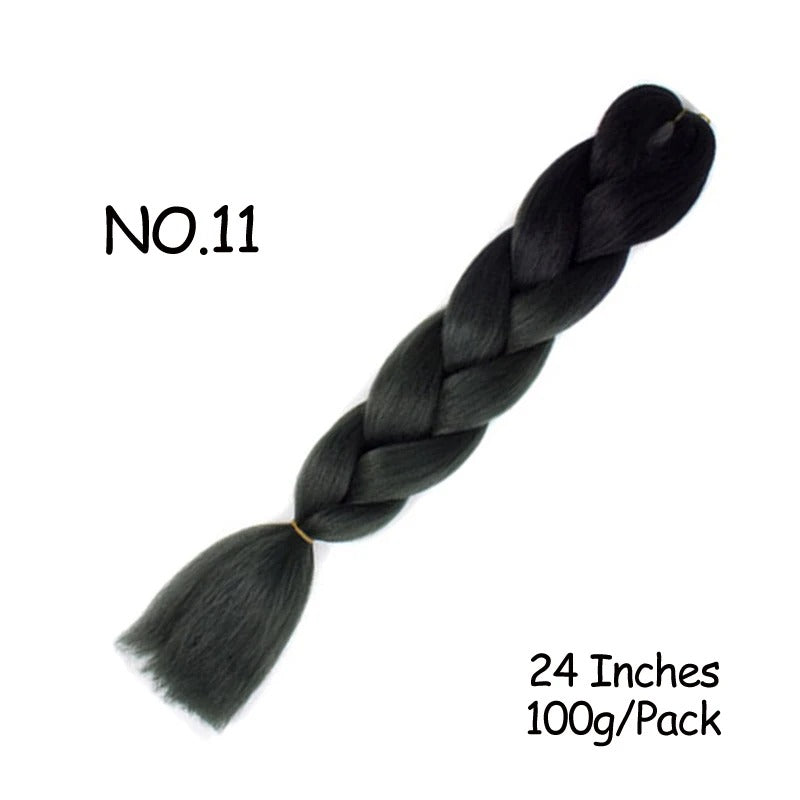 24 Inch Synthetic Braiding Hair Extensions – 10PCS Jumbo Braids in Black & Brown Colors