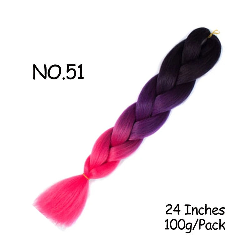 24 Inch Synthetic Braiding Hair Extensions – 10PCS Jumbo Braids in Black & Brown Colors