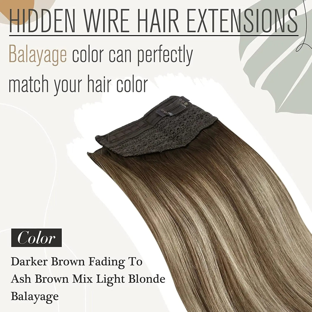 Hair extension with balayage color gradient on a light background