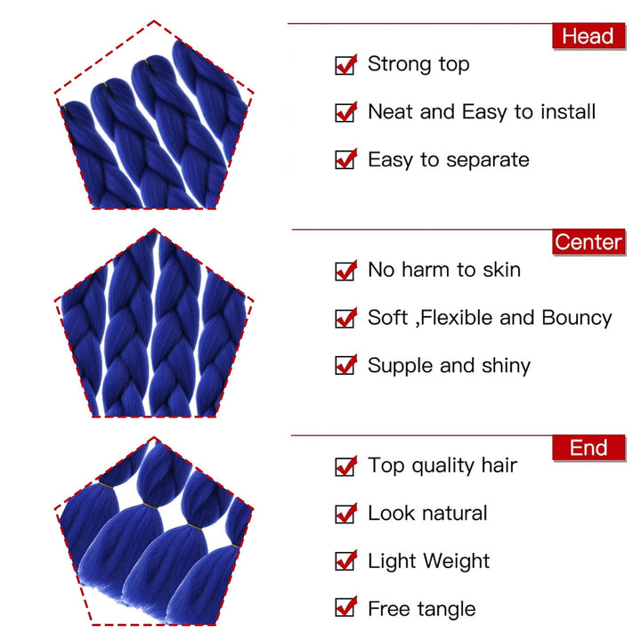 4PCS Jumbo Braiding Hair Extensions – 24 Inch High-Temperature Synthetic Fiber for Crochet & Twist Braids