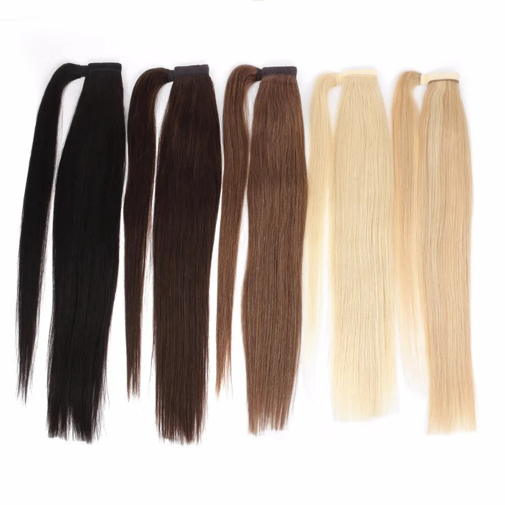 100% Human Hair Brazilian Straight Ponytail Extension Length Options: 20” | 22” | 24” | 26”