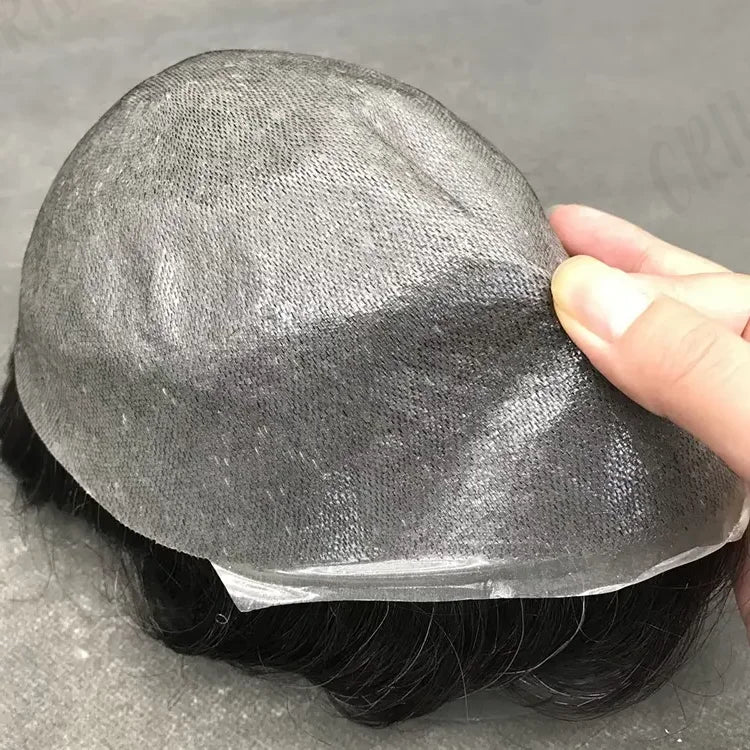 Strong K-Skin Base Men Capillary Prosthesis 0.12Mm Durable Men Toupee Double Knot Pu Male Wig Natural Skin Human Hair System