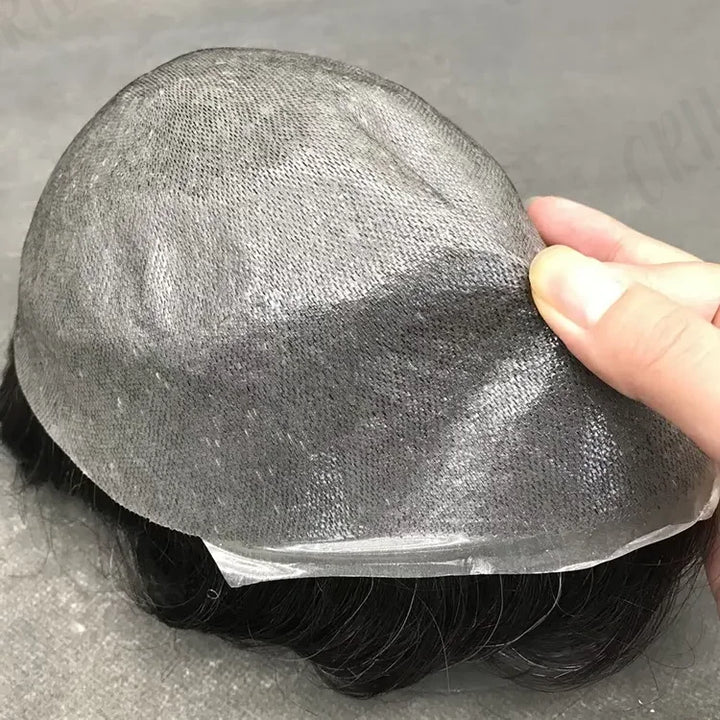 Strong K-Skin Base Men Capillary Prosthesis 0.12Mm Durable Men Toupee Double Knot Pu Male Wig Natural Skin Human Hair System