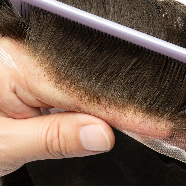 Q6 Swiss Lace Men Toupee Real Hair Men Wig 100% Human Hair Durable Men Hair Replacement System Male Wig Natural Hair Prosthesis