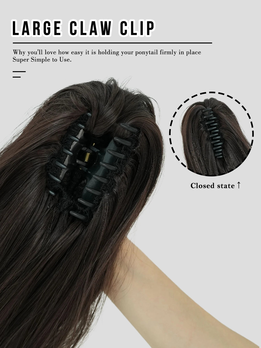 20 Inch Clip in Wig for Women Dark Brown Adjustable Size Curly Ponytail Synthetic Hair Black Clip in for Daily Wear