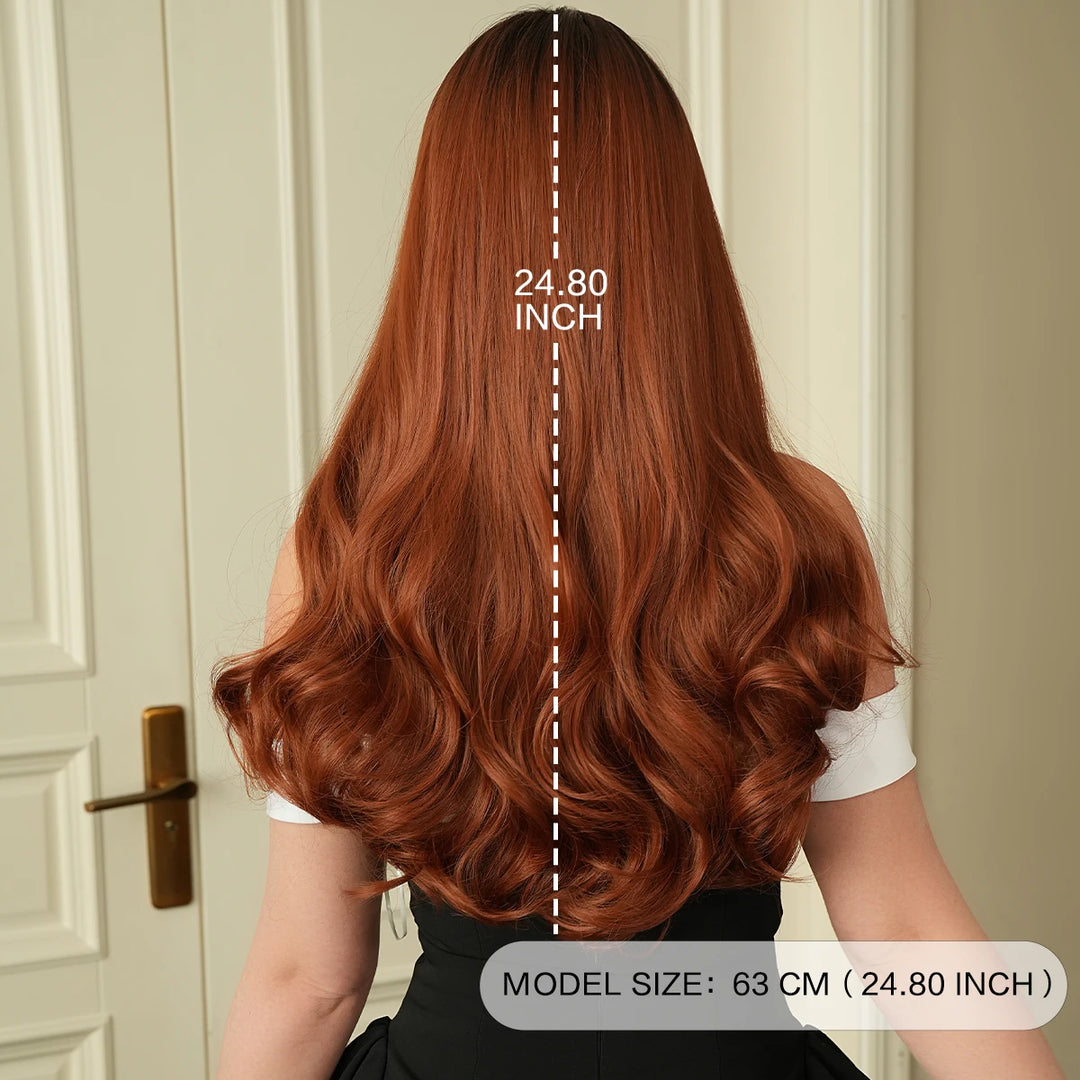 26-inch Layered Long Straight Ombre Blonde Middle-Parted Synthetic Matte Hair Wig for Women, Heat Resistant.