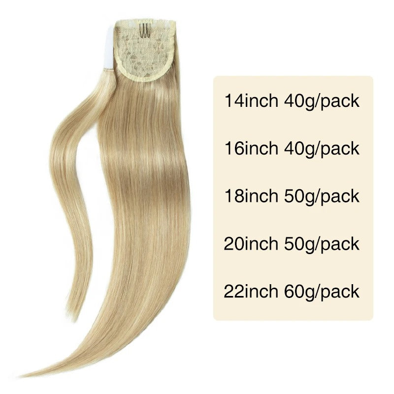 Ponytail Human Hair – Real Remy Hair Clip-In Wrap Around Ponytail Extension | Natural Straight Hair Extensions | Blonde, Brown, Black