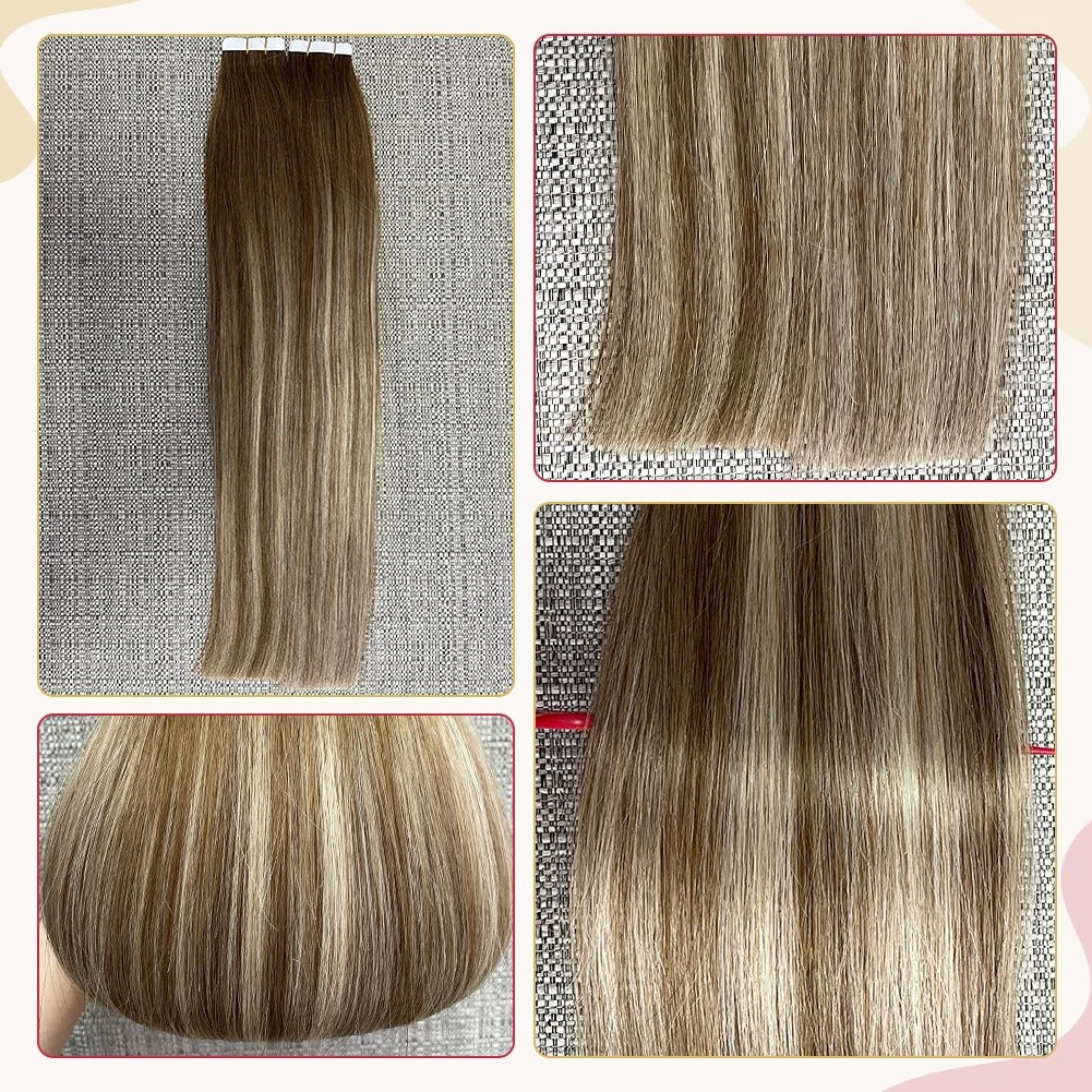 Seamless Blonde Tape-In Hair Extensions – Natural Straight Remy Human Hair