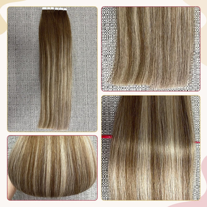 Seamless Blonde Tape-In Hair Extensions – Natural Straight Remy Human Hair