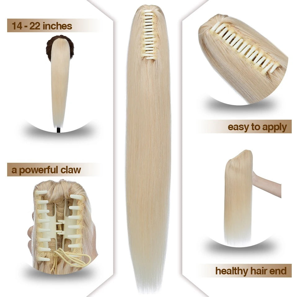 Thick Clip-In Human Hair Ponytail Extension with Claw Clamp