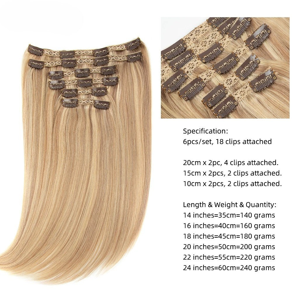 Full Head Clip-In Remy Hair Extensions – Brazilian Blonde, 6PCS, 140–240g, 14–24 Inch