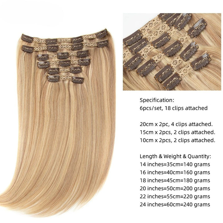 Full Head Clip-In Remy Hair Extensions – Brazilian Blonde, 6PCS, 140–240g, 14–24 Inch