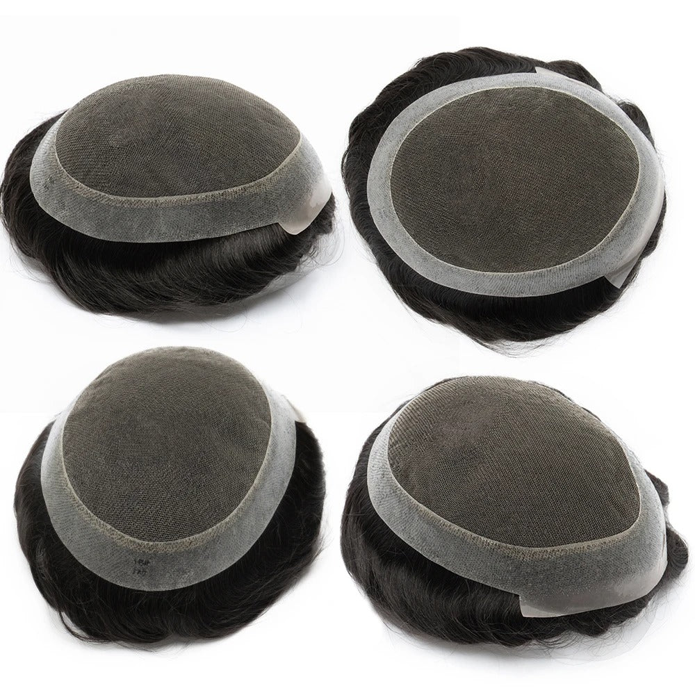 Australia Base Swiss Lace Human Hair Men Toupee Natural Hairline Skin PU & Lace Men's Capillary Prosthesis Male Wig Hair System