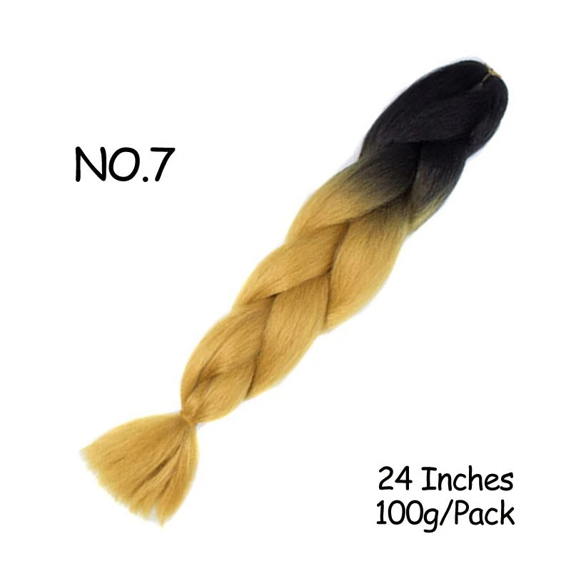 24 Inch Synthetic Braiding Hair Extensions – 10PCS Jumbo Braids in Black & Brown Colors