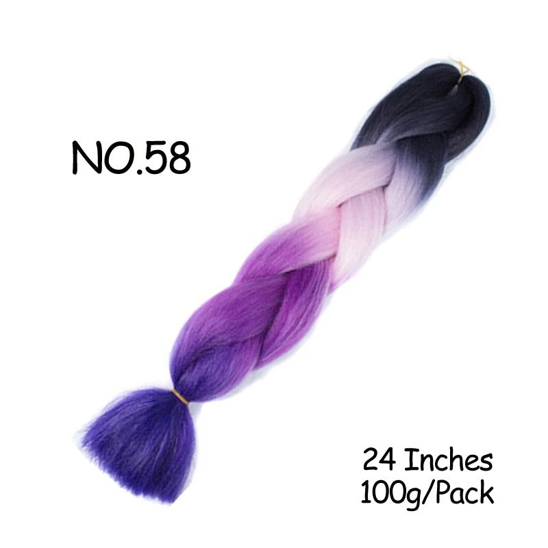 24 Inch Synthetic Braiding Hair Extensions – 10PCS Jumbo Braids in Black & Brown Colors