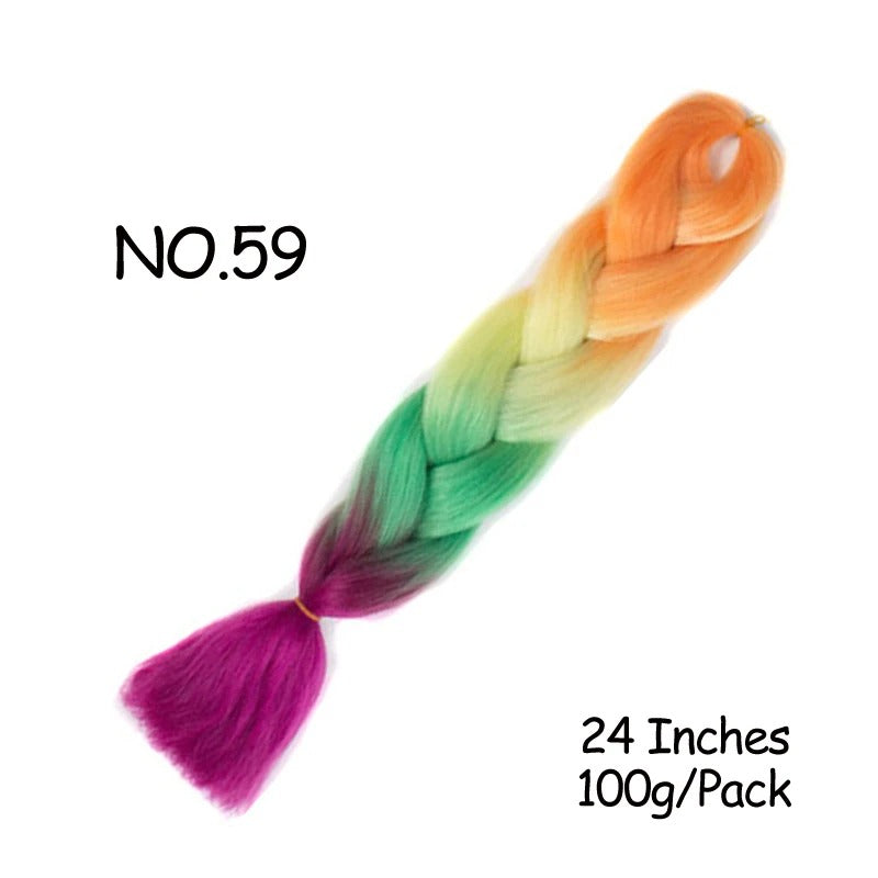 24 Inch Synthetic Braiding Hair Extensions – 10PCS Jumbo Braids in Black & Brown Colors