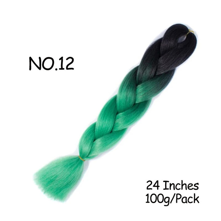24 Inch Synthetic Braiding Hair Extensions – 10PCS Jumbo Braids in Black & Brown Colors