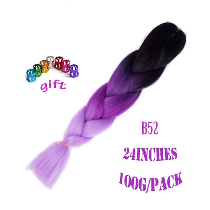 24 Inch Synthetic Braiding Hair Extensions – 10PCS Jumbo Braids in Black & Brown Colors