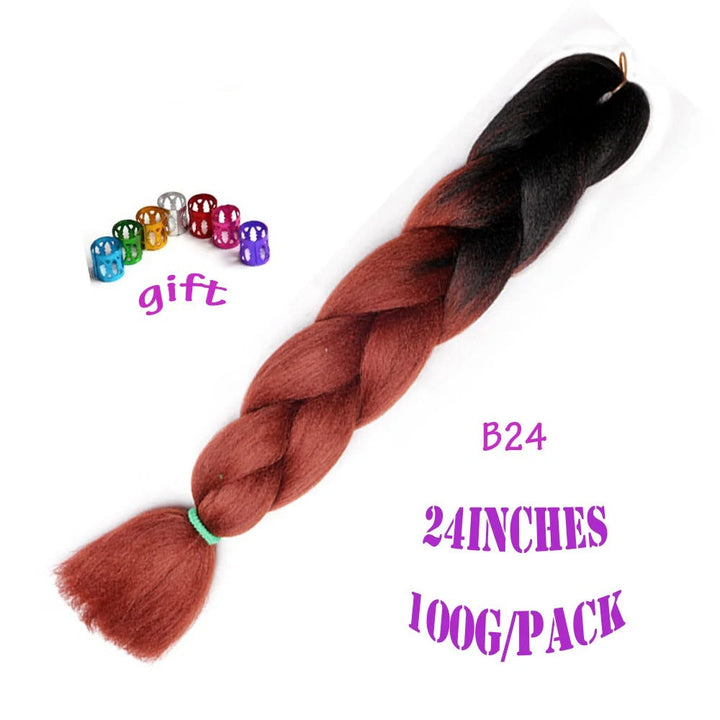 Braided hair extension with gradient color and 'Mirra's Mirror' branding on a white background.