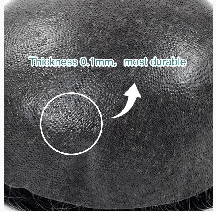 Thin Skin 0.03mm Natural Hair Men’s Toupee – Human Hair Replacement System