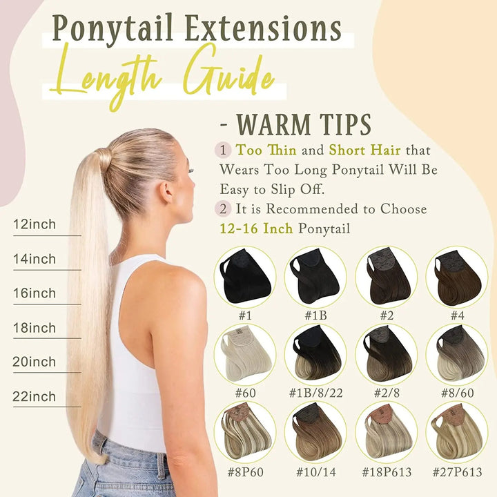 Remy Human Hair Clip-In Ponytail Extension – 70g/80g for White Women