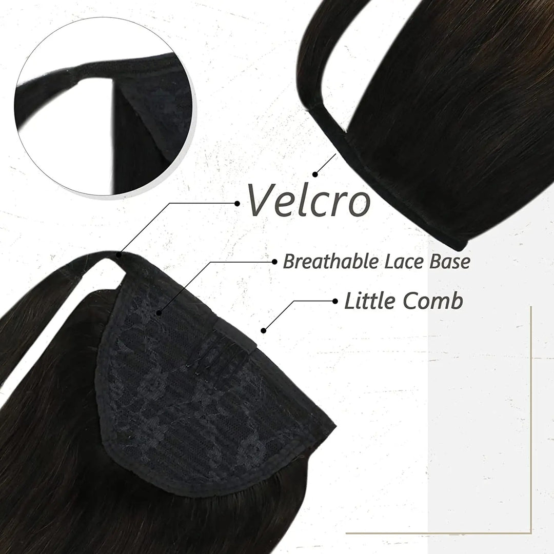 Ponytail Human Hair Straight 80g Clip in Hair Extensions Human 14-22" Natural Hair Horse Tails No Claw Clip