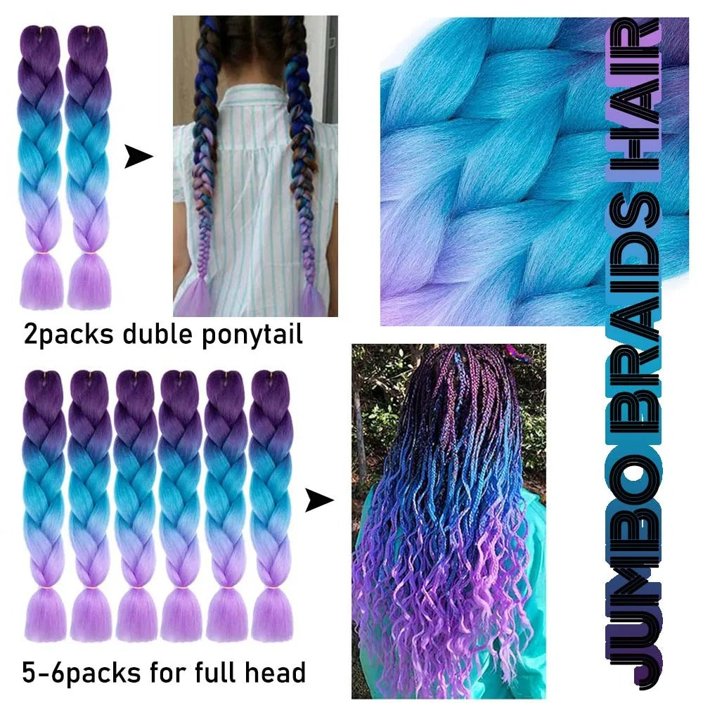 3 Packs 24 Inch Ombre Jumbo Braiding Hair Extensions – High-Temperature Synthetic Fiber