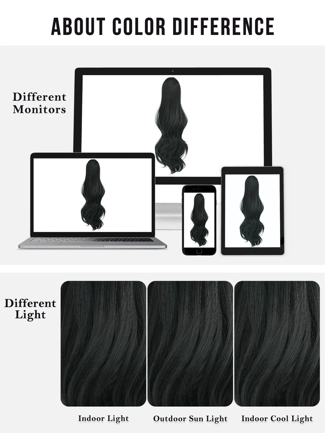 Black Hair Extensions 28 Inch Clip in Wig Adjustable Size Curly Ponytail Synthetic Hair Extension Set Black with Steel Prongs
