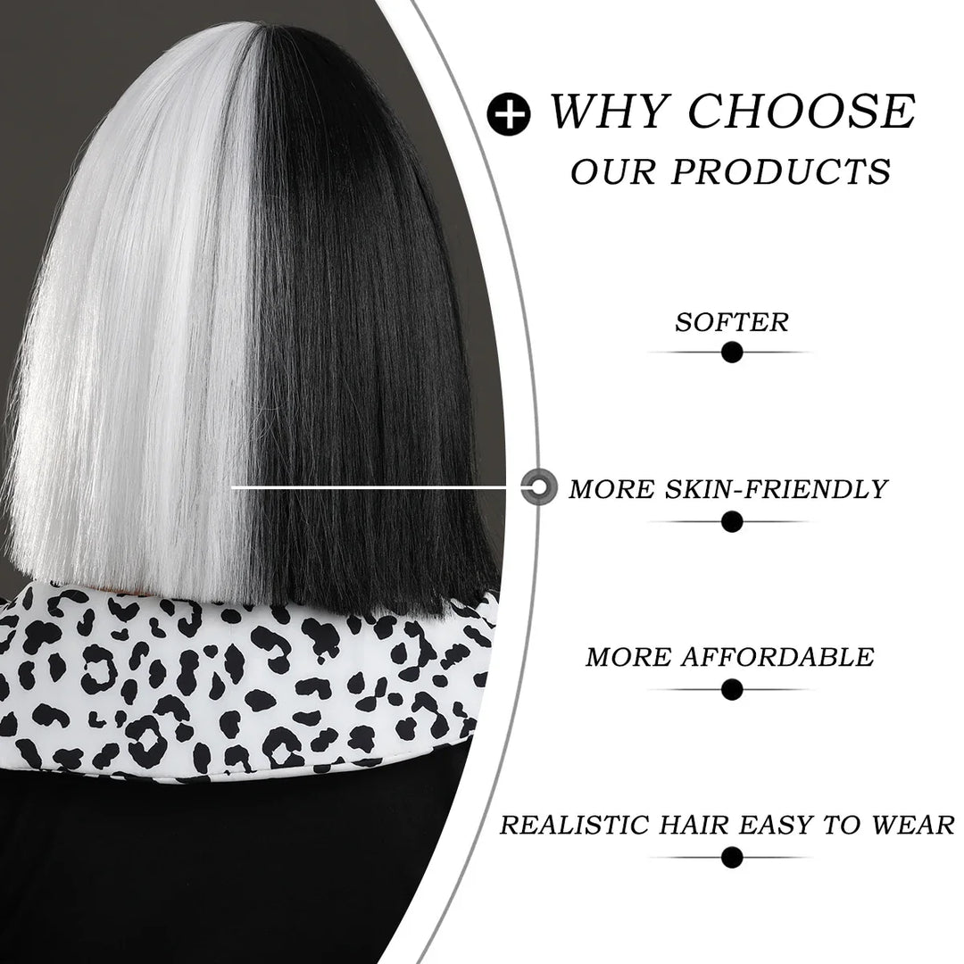 Short Black Bob Wig with Bangs for Women - Shoulder Length Synthetic Wig for Cosplay Party or Cleopatra Costume