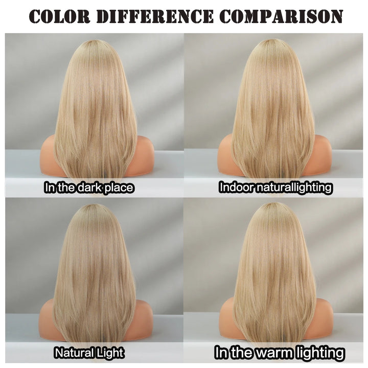 24 Inch Blond Long Straight Synthetic Heat Resistant Wig for Women. White Hair Wigs.