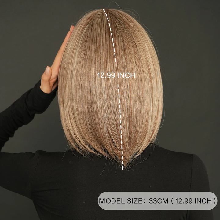 Black Bob Wigs with Bangs, Synthetic Straight Bob Wigs for Women, Heat Resistant 12 in Hair