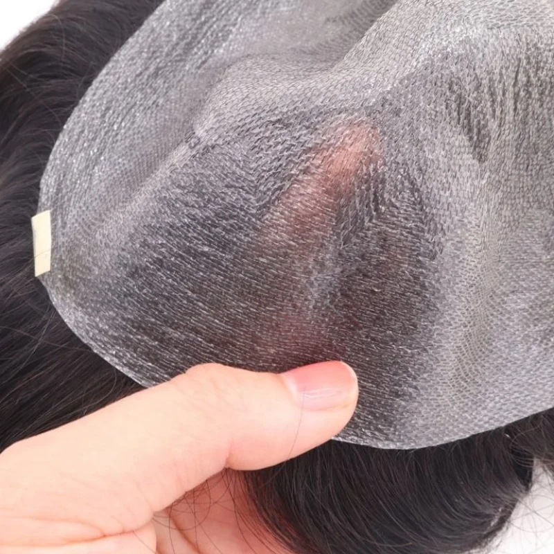 Strong K-Skin Base Men Capillary Prosthesis 0.12Mm Durable Men Toupee Double Knot Pu Male Wig Natural Skin Human Hair System